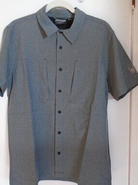 Spyder Button Down Mens Medium T-Shirt Gray NEW